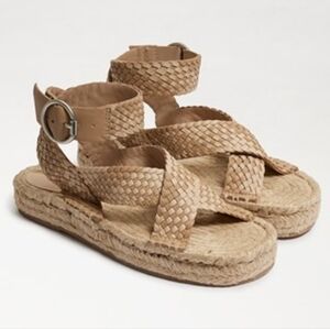 Sam Edelman Dakota Platform Sandal Natural 10.5 Woven Buckle Closure Wrap Ankle